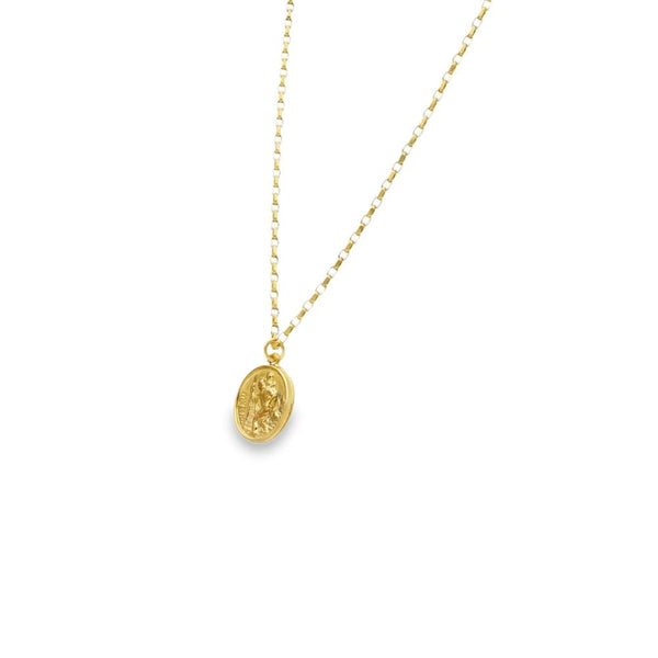 9ct Yellow Gold St. Christopher Pendant & Chain - 16" - 2.2g
