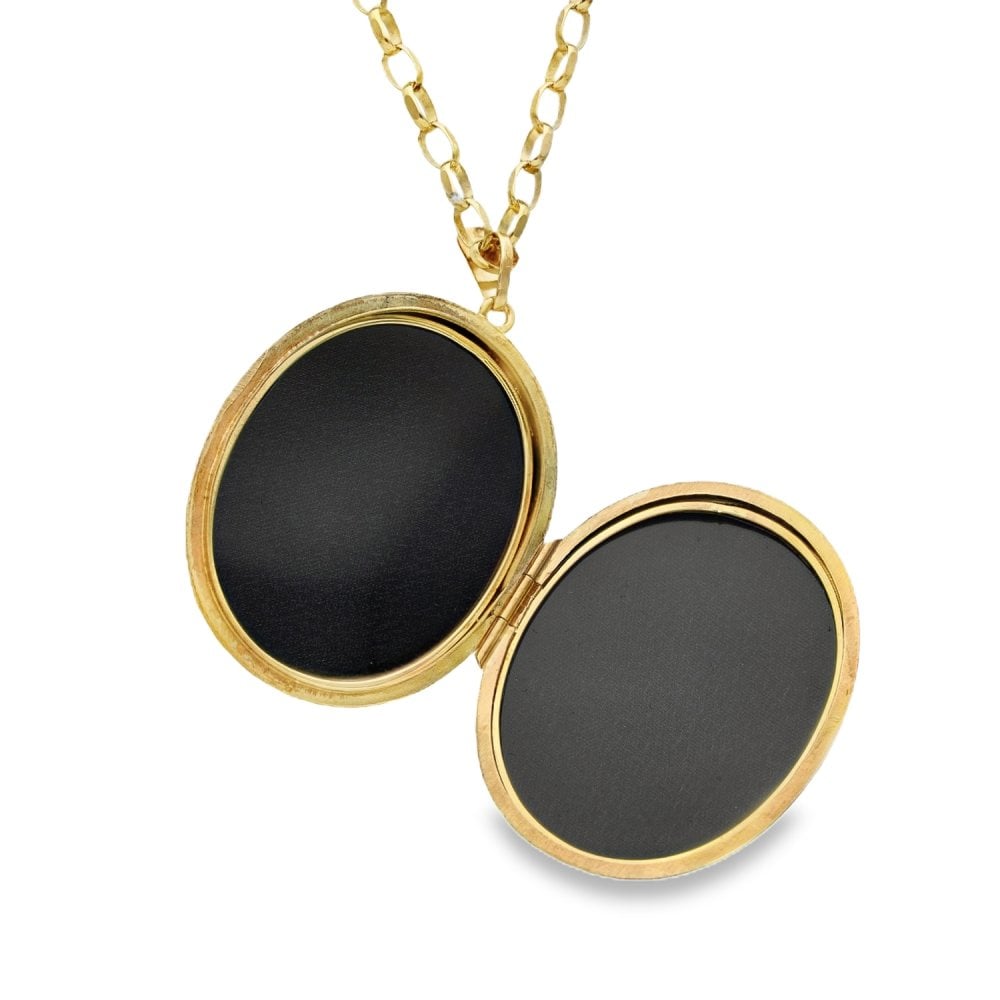 9ct Yellow Gold Oval Feather Locket - 33x43x8mm - 19.6g