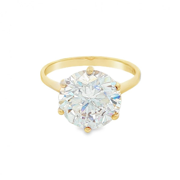 9ct Yellow Gold CZ Solitaire Ring - Size O - 3.9g
