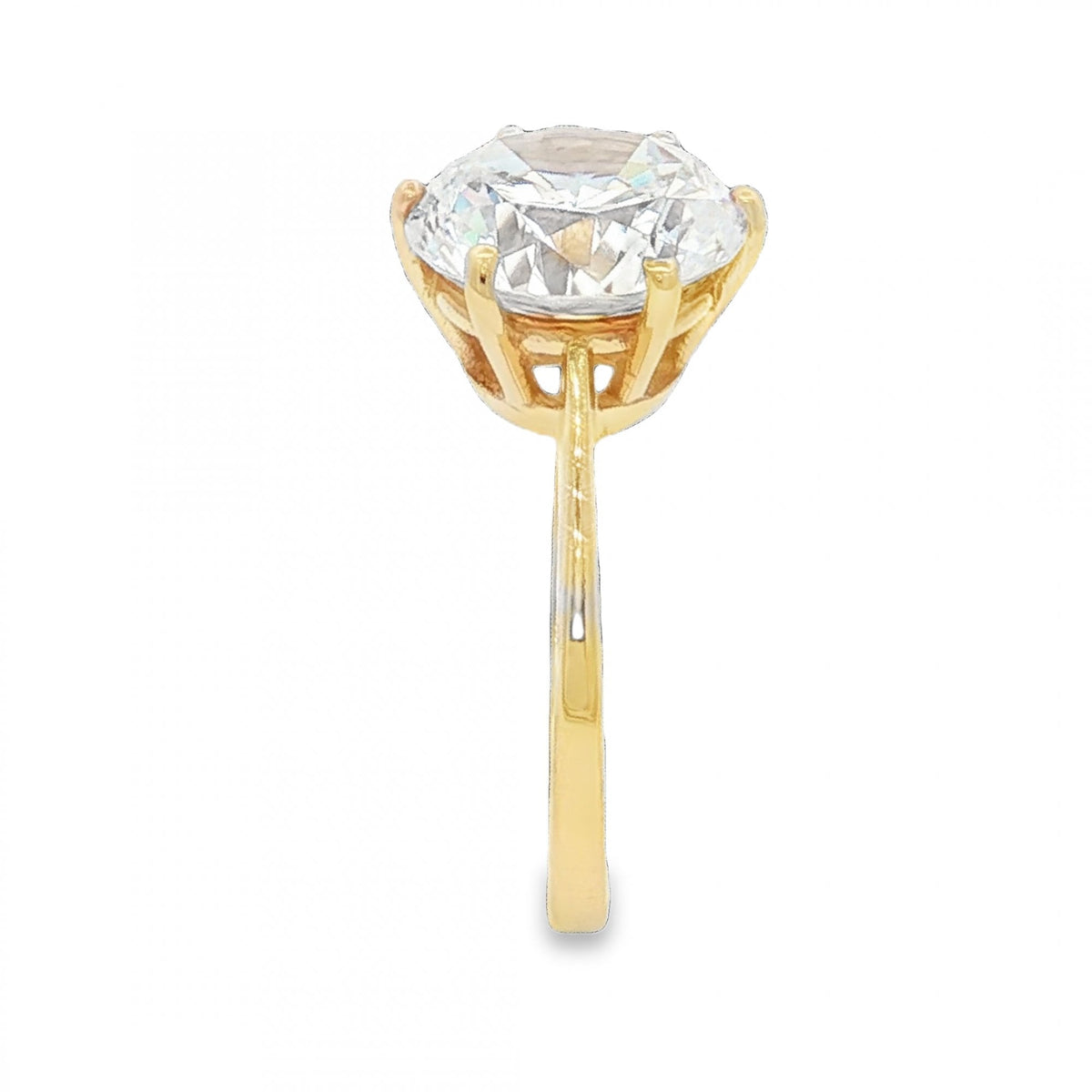 9ct Yellow Gold CZ Solitaire Ring - Size O - 3.9g