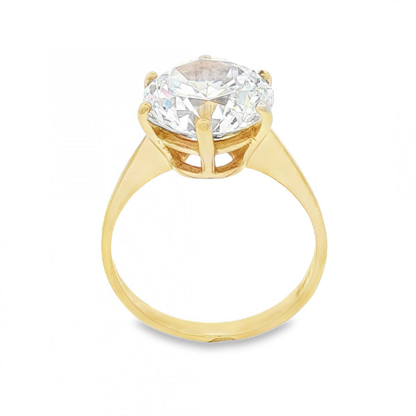 9ct Yellow Gold CZ Solitaire Ring - Size O - 3.9g