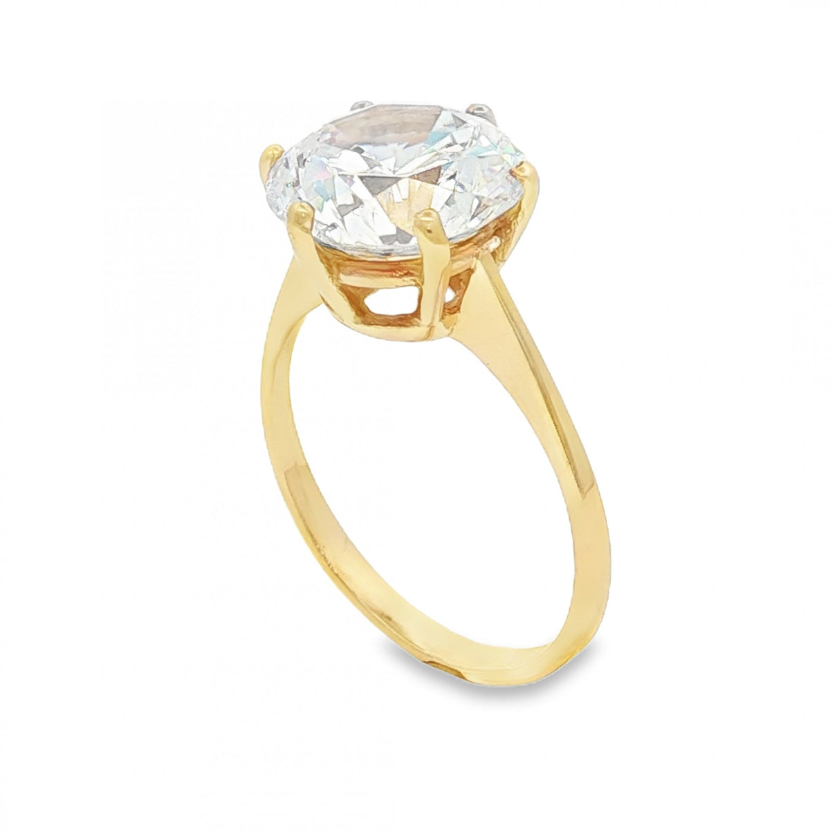 9ct Yellow Gold CZ Solitaire Ring - Size O - 3.9g