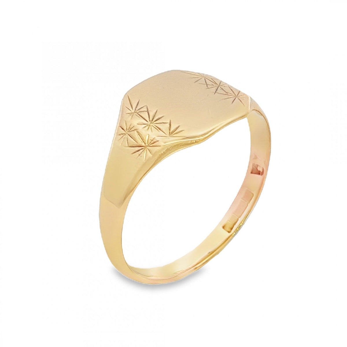 9ct Yellow Gold Octagonal Signet Ring - Size V - 12mm
