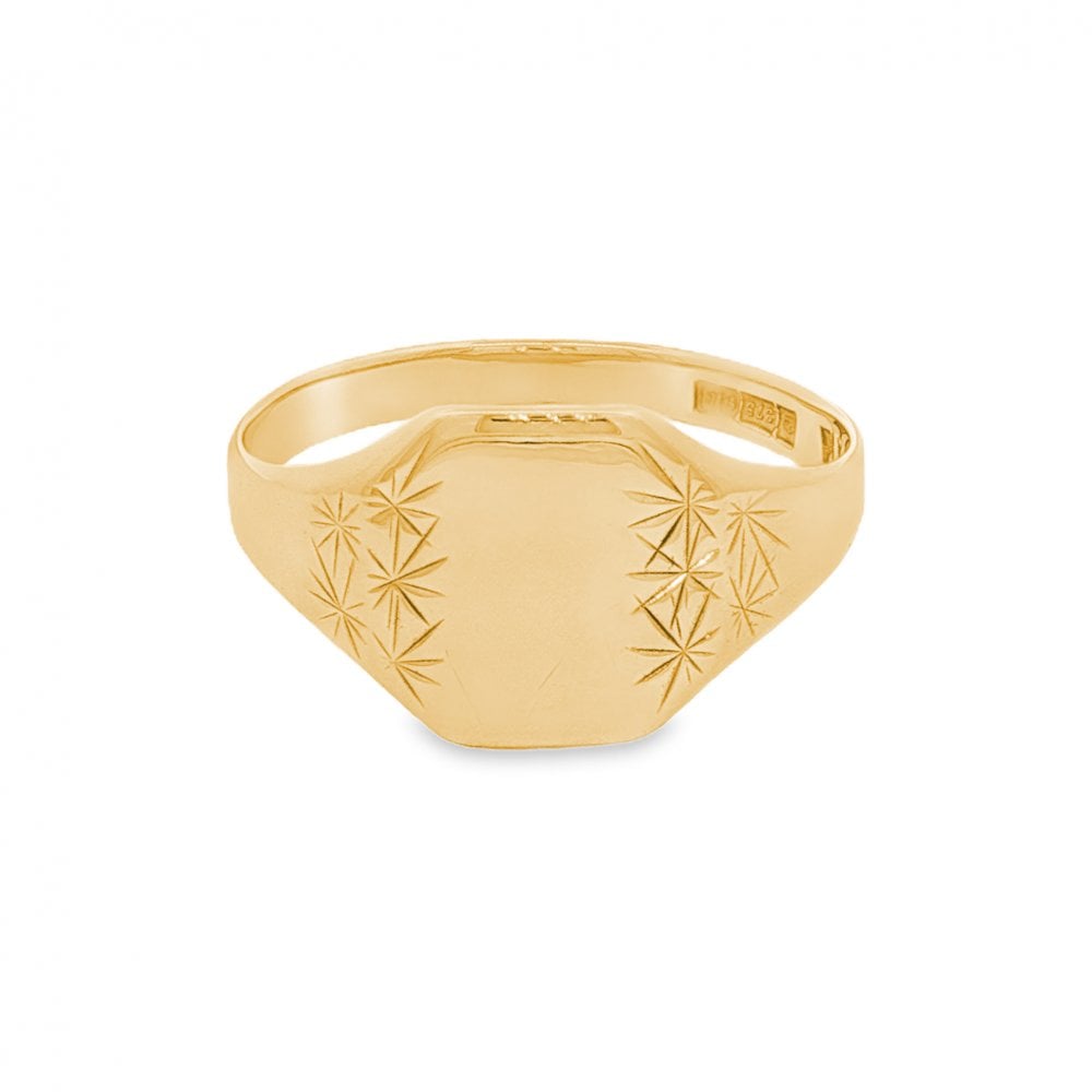9ct Yellow Gold Octagonal Signet Ring - Size V - 12mm