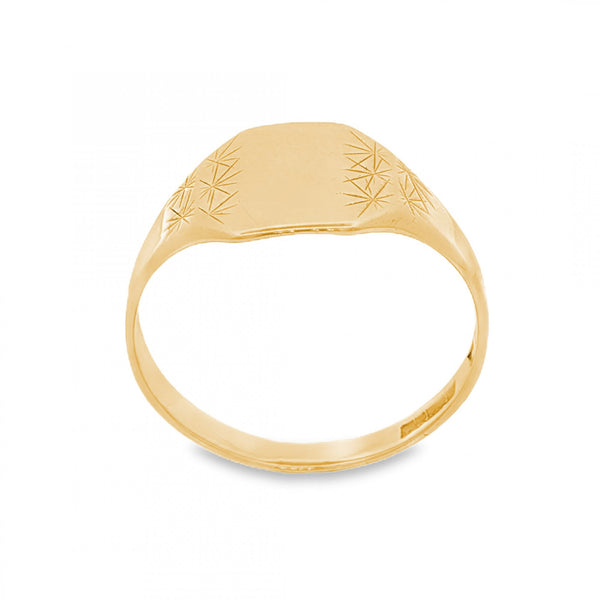 9ct Yellow Gold Octagonal Signet Ring - Size V - 12mm