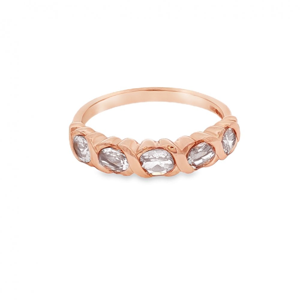 9ct Yellow Gold Cubic Zirconia Half-Eternity Ring - Size L - 4mm
