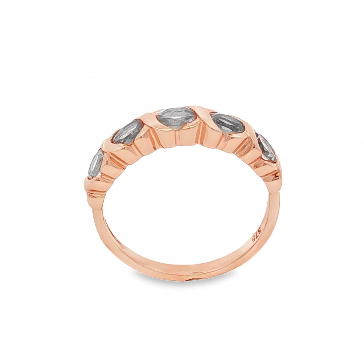 9ct Yellow Gold Cubic Zirconia Half-Eternity Ring - Size L - 4mm