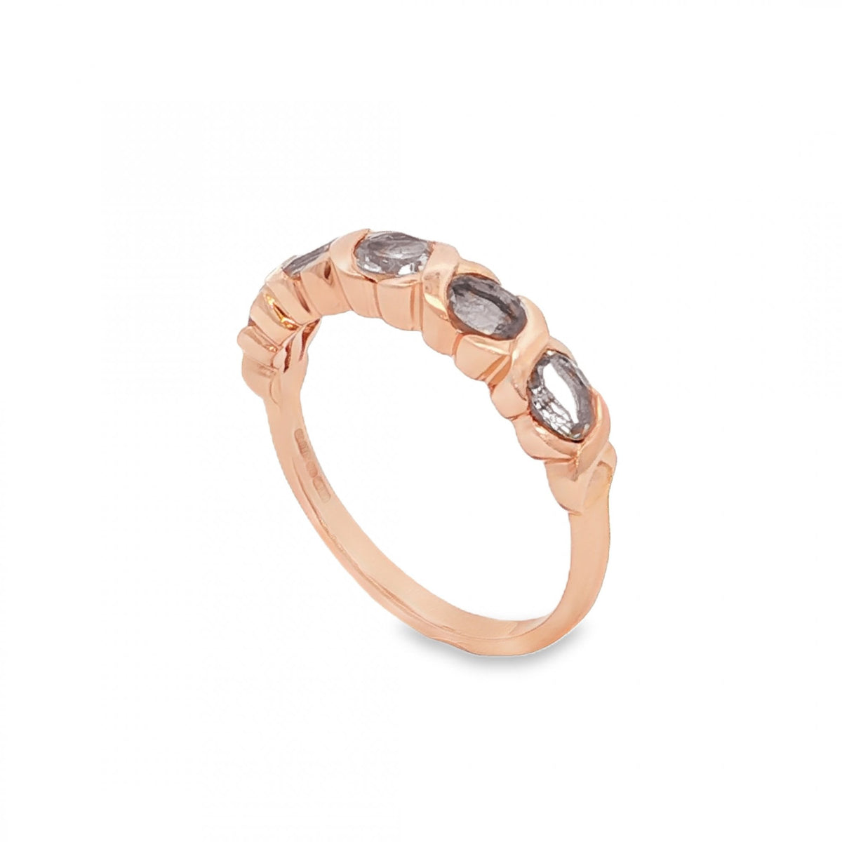 9ct Yellow Gold Cubic Zirconia Half-Eternity Ring - Size L - 4mm