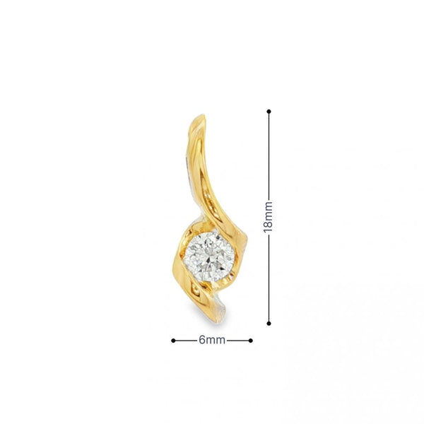 18ct Yellow Gold Diamond Solitaire Pendant - 6x18x4mm - 0.25ct