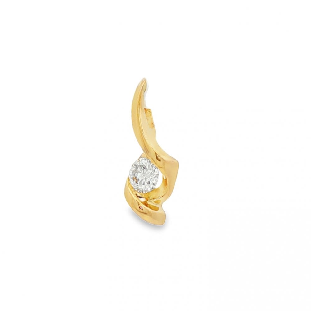 18ct Yellow Gold Diamond Solitaire Pendant - 6x18x4mm - 0.25ct