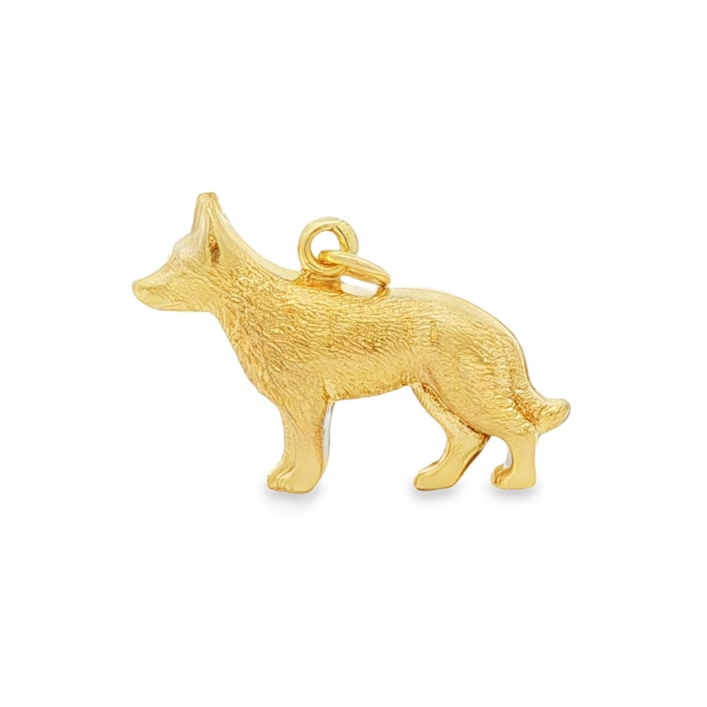 9ct Yellow Gold Wolf Charm - 28x29x7mm - 2.2g