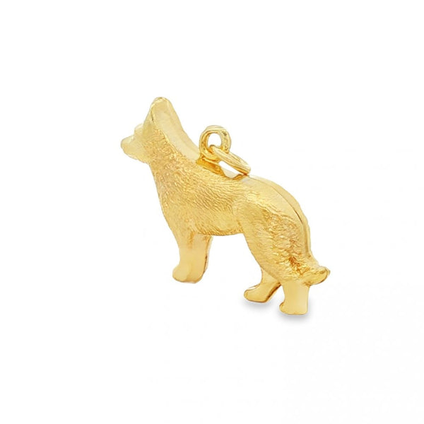 9ct Yellow Gold Wolf Charm - 28x29x7mm - 2.2g