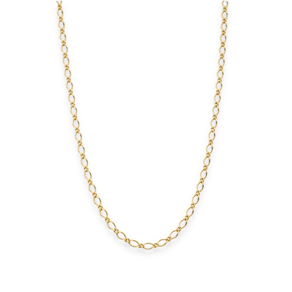 9ct Yellow Gold Flat Oval Curb Chain - 18" - 2.9g