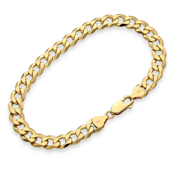 9ct Yellow Gold Flat Curb Bracelet - 8" - 15.4g