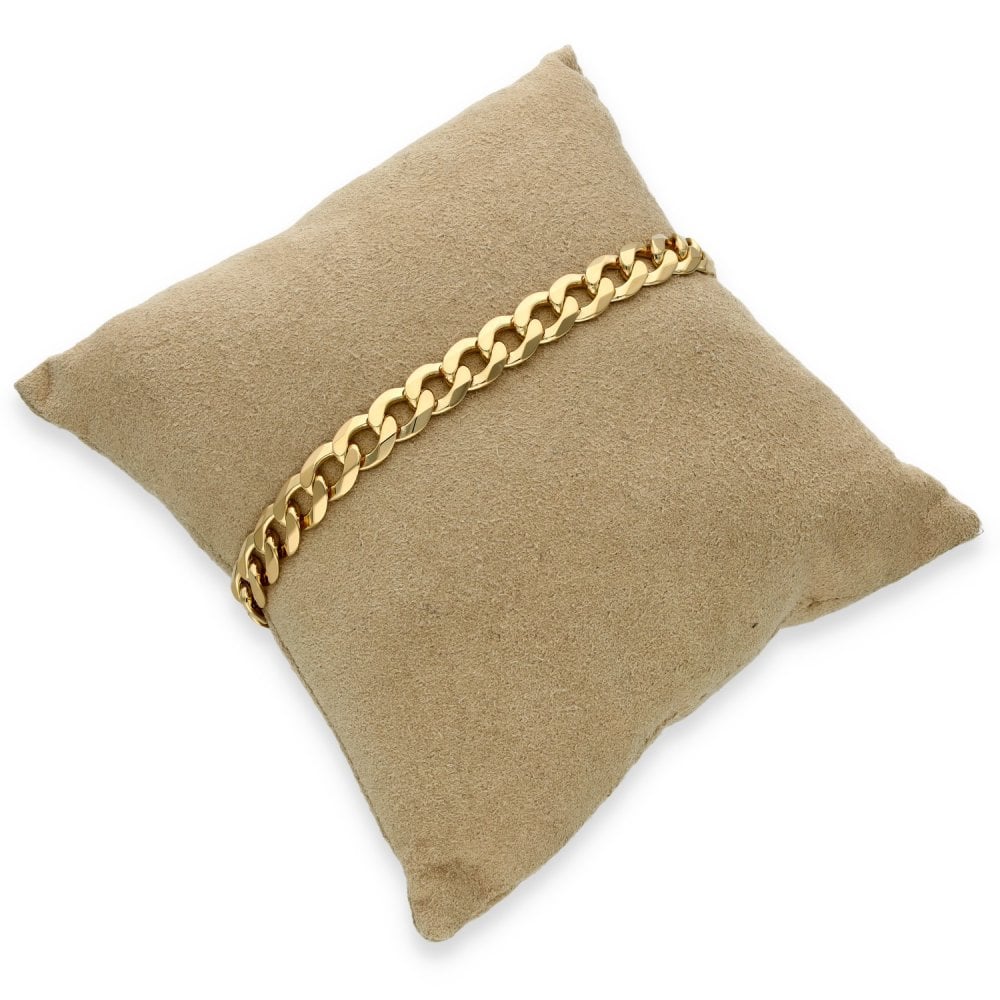 9ct Yellow Gold Flat Curb Bracelet - 8" - 15.4g