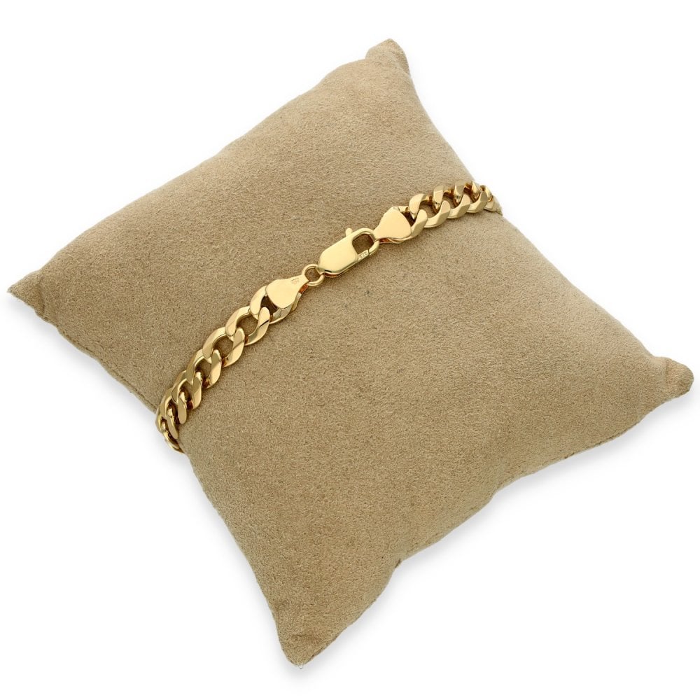 9ct Yellow Gold Flat Curb Bracelet - 8" - 15.4g