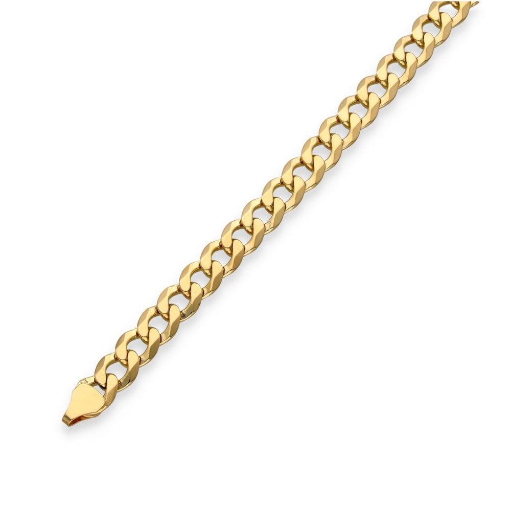 9ct Yellow Gold Flat Curb Bracelet - 8" - 15.4g