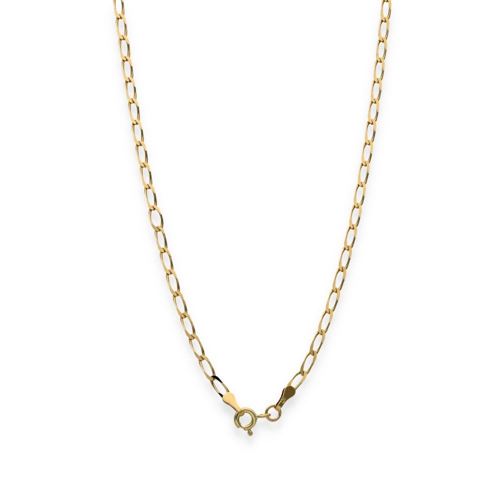 9ct Yellow Gold Flat Oval Curb Chain - 18" - 3.6g