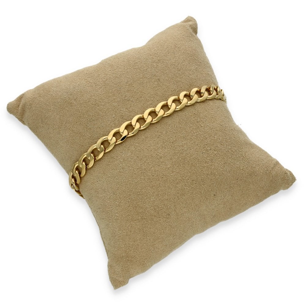 9ct Yellow Gold Flat Curb Bracelet - 8.5" - 15.3g