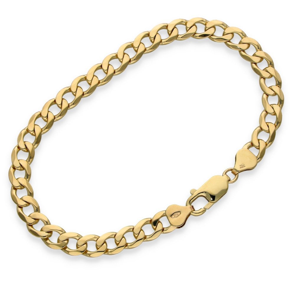 9ct Yellow Gold Flat Curb Bracelet - 8.5" - 15.3g