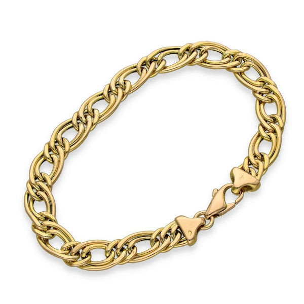 9ct Yellow Gold Hollow Double Curb Bracelet - 7" - 6.5g