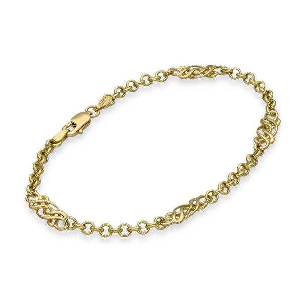 9ct Yellow Gold Belcher & Celtic Bracelet - 7" - 4.5g