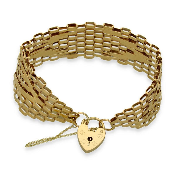 9ct Yellow Gold Arrow Gate Bracelet - 7" - 17.6g