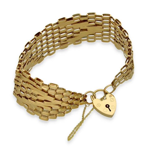 9ct Yellow Gold Arrow Gate Bracelet - 7" - 17.6g