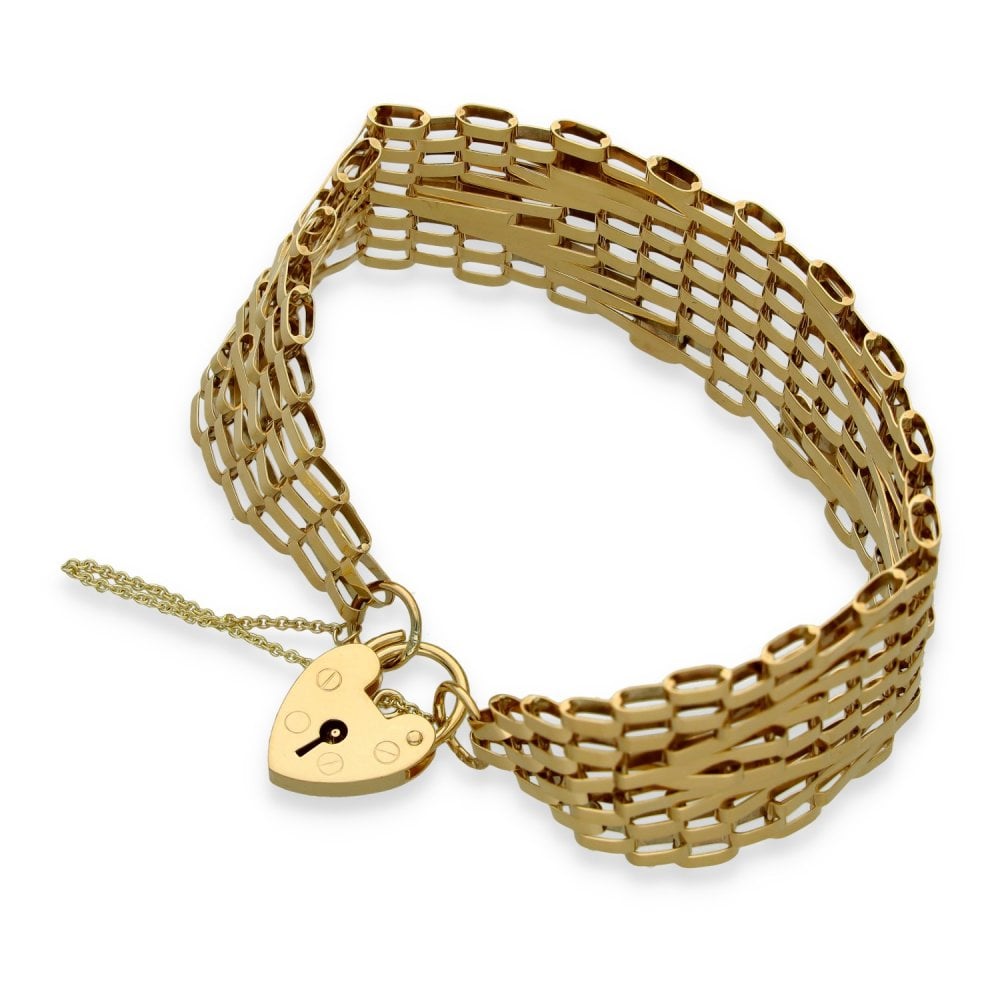 9ct Yellow Gold Arrow Gate Bracelet - 7" - 17.6g