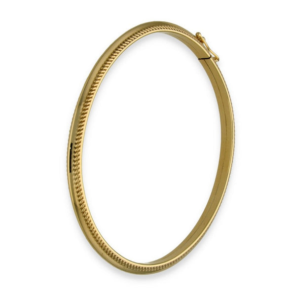 9ct Yellow Gold Patterned Hollow Bangle - 17.5cm - 4.5g