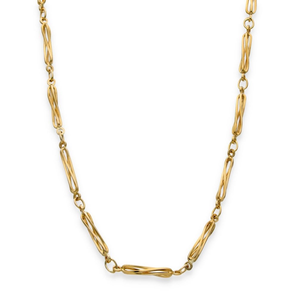 9ct Yellow Gold Twist Open Bar Chain - 24" - 10.5g
