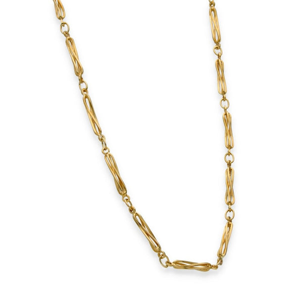 9ct Yellow Gold Twist Open Bar Chain - 24" - 10.5g