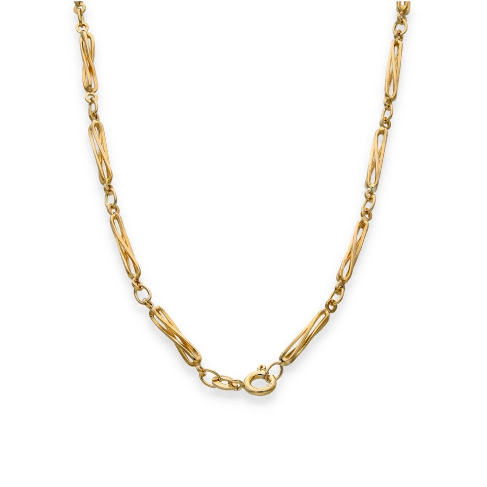 9ct Yellow Gold Twist Open Bar Chain - 24" - 10.5g