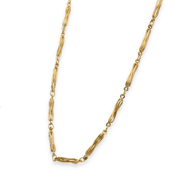 9ct Yellow Gold Twist Open Bar Chain - 24" - 10.5g