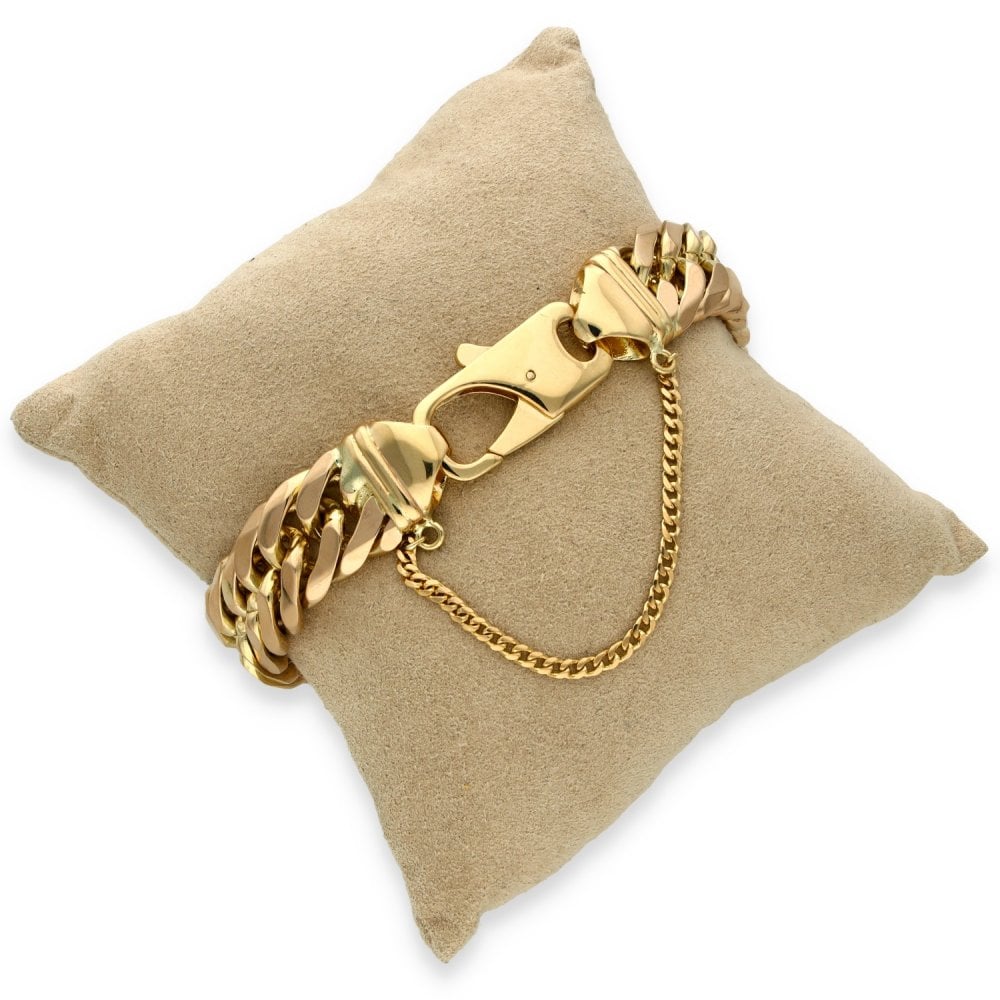 9ct Yellow Gold Heavy Double Curb Bracelet - 9" - 94.0g