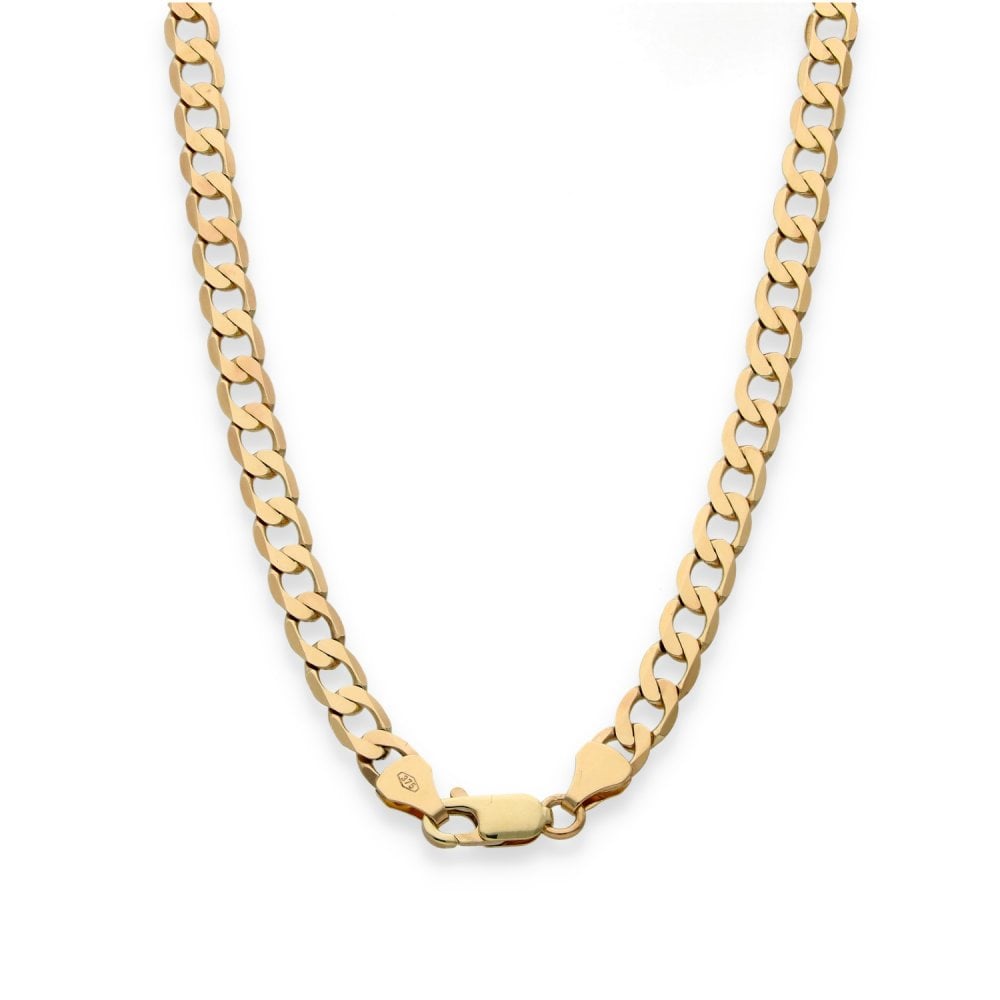 9ct Yellow Gold Flat Curb Chain - 20" - 15.2g