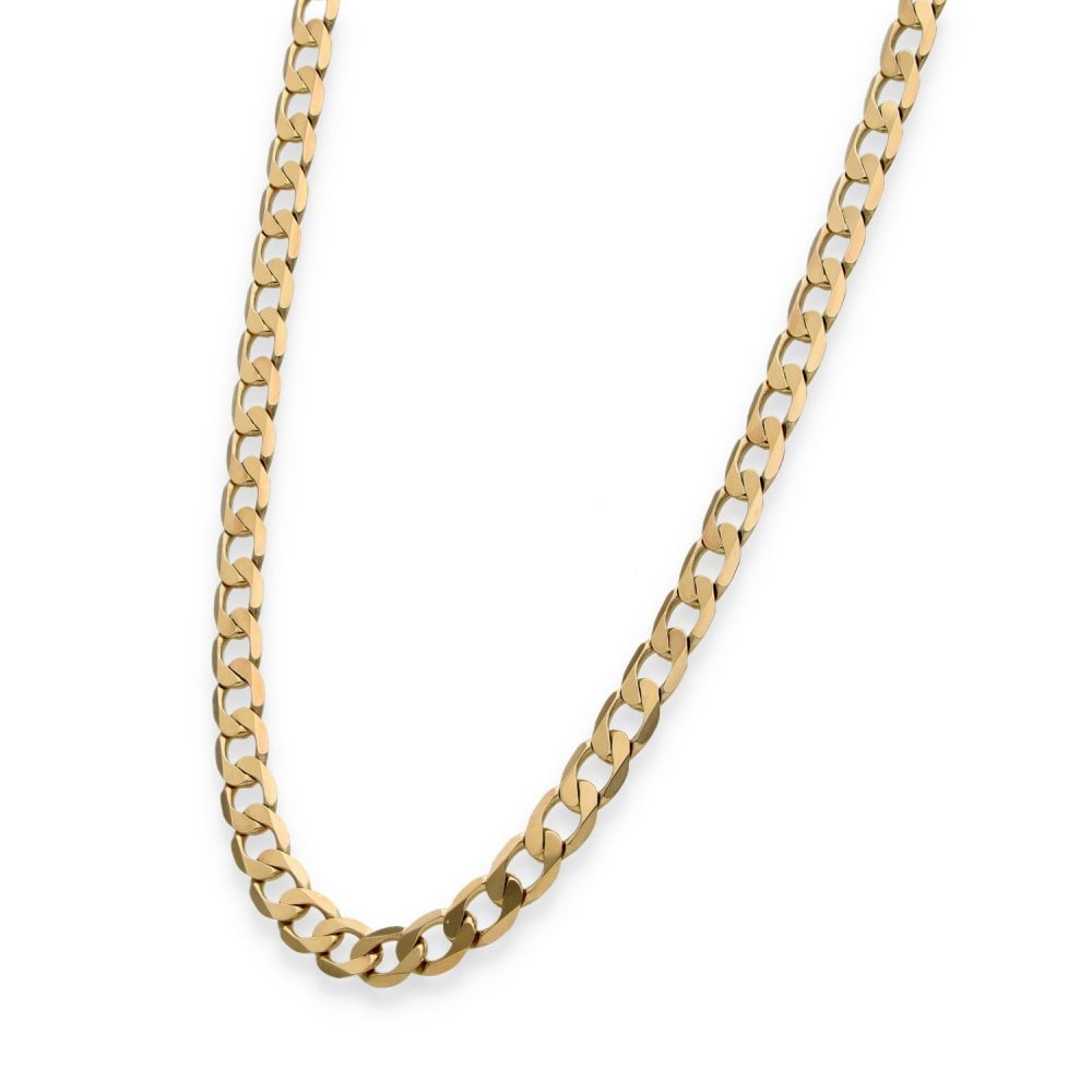 9ct Yellow Gold Flat Curb Chain - 20" - 15.2g