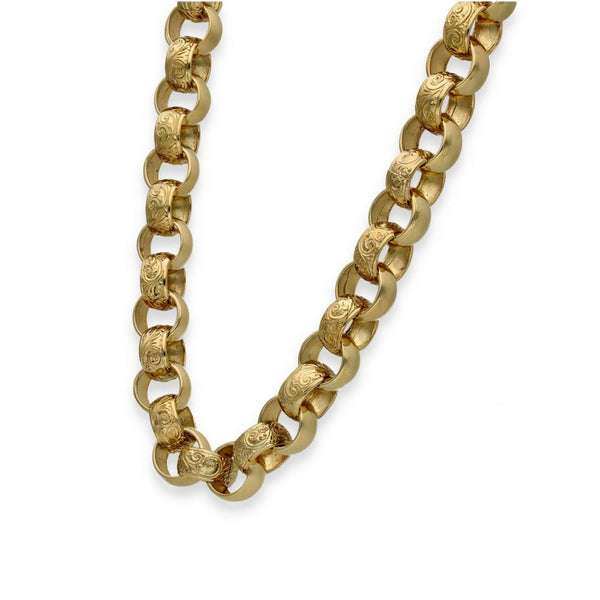 9ct Yellow Gold Heavy Patterned Rollerball Chain - 26" - 184.3g