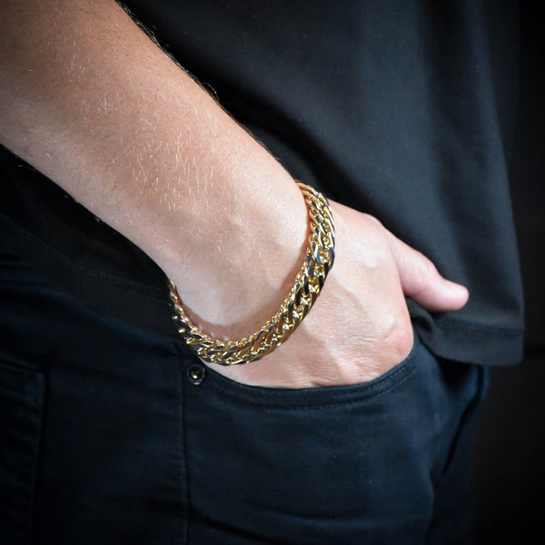 9ct Yellow Gold Heavy Double Curb Bracelet - 9" - 94.0g