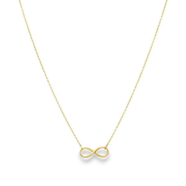 9ct Yellow Gold Infinity Pendant & Necklace - 16/18" - 2.1g
