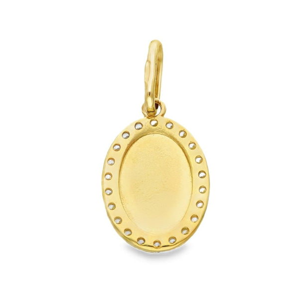 9ct Yellow Gold CZ Miraculous Medal Pendant - 12x15x1mm - 1.7g