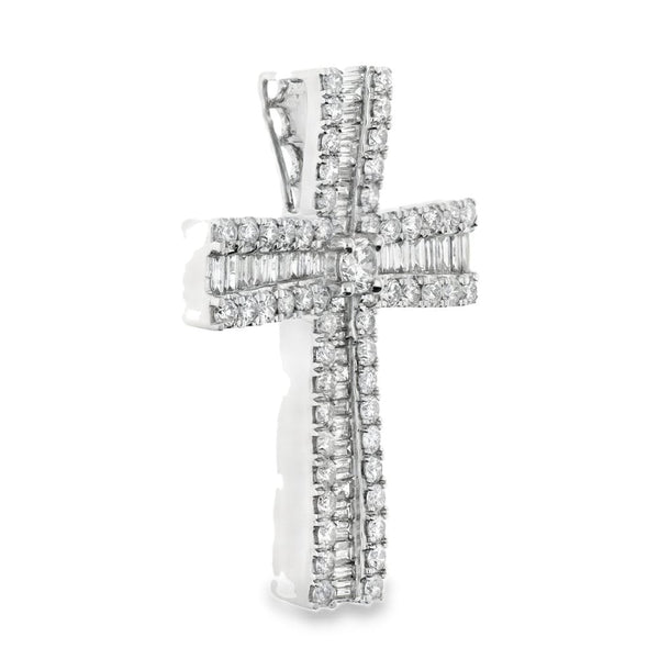9ct White Gold Diamond Cross Pendant - 23x32x4.5mm - 1.98ct