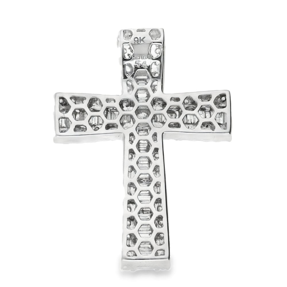 9ct White Gold Diamond Cross Pendant - 23x32x4.5mm - 1.98ct