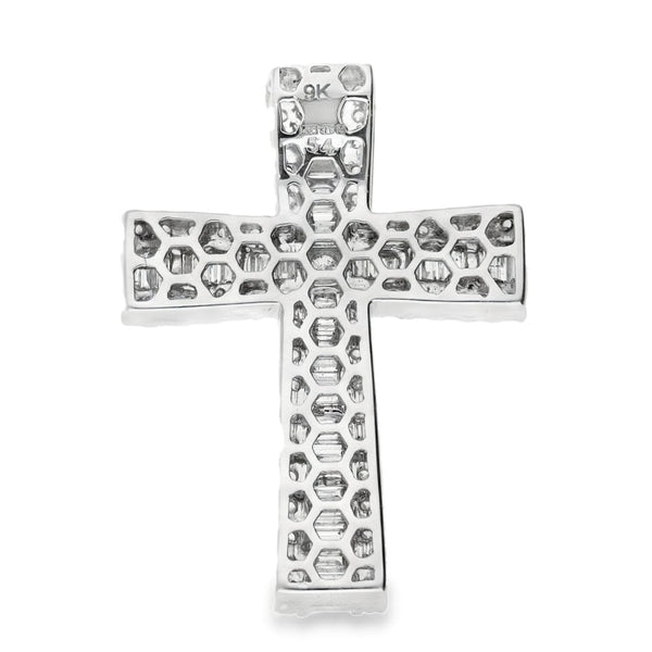 9ct White Gold Diamond Cross Pendant - 23x32x4.5mm - 1.98ct