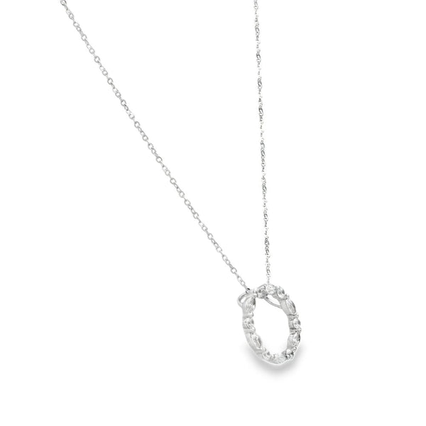 9ct White Gold Cubic Zirconia Circle Pendant & Necklace - 16/18"