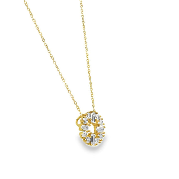 9ct Yellow Gold CZ Circle Pendant & Necklace - 16/18" - 2.0g