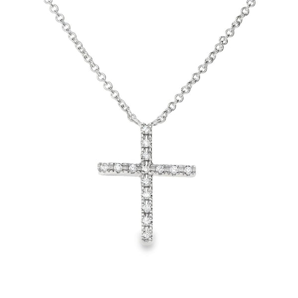 9ct Yellow Gold Diamond Cross Pendant & Necklace - 17" - 0.04ct