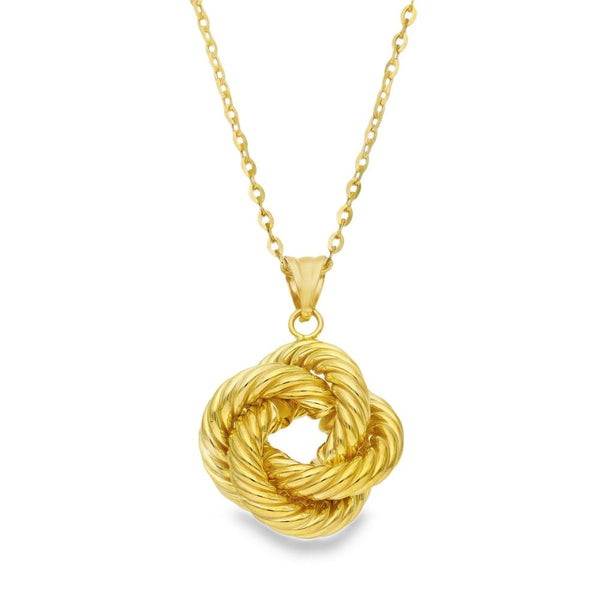 9ct Yellow Gold Knot Pendant & Necklace - 18" - 2.6g