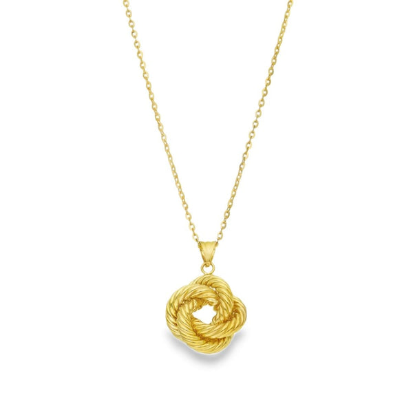 9ct Yellow Gold Knot Pendant & Necklace - 18" - 2.6g