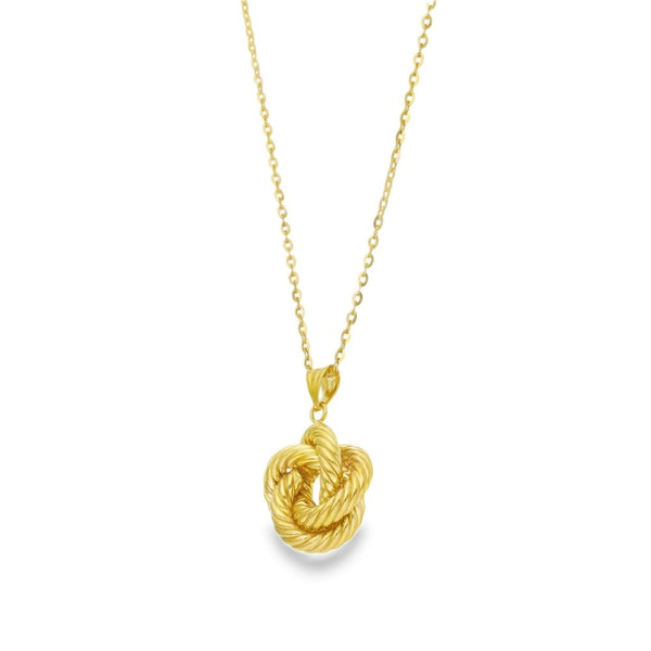 9ct Yellow Gold Knot Pendant & Necklace - 18" - 2.6g